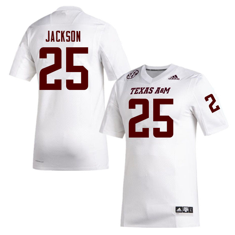Men #25 Deondre Jackson Texas A&M Aggies College Football Jerseys Sale-White